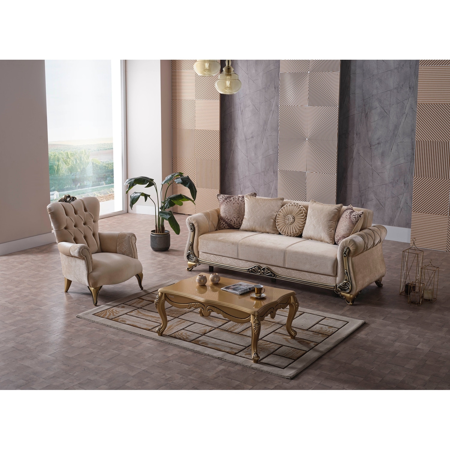 Two chair best sale sofa set