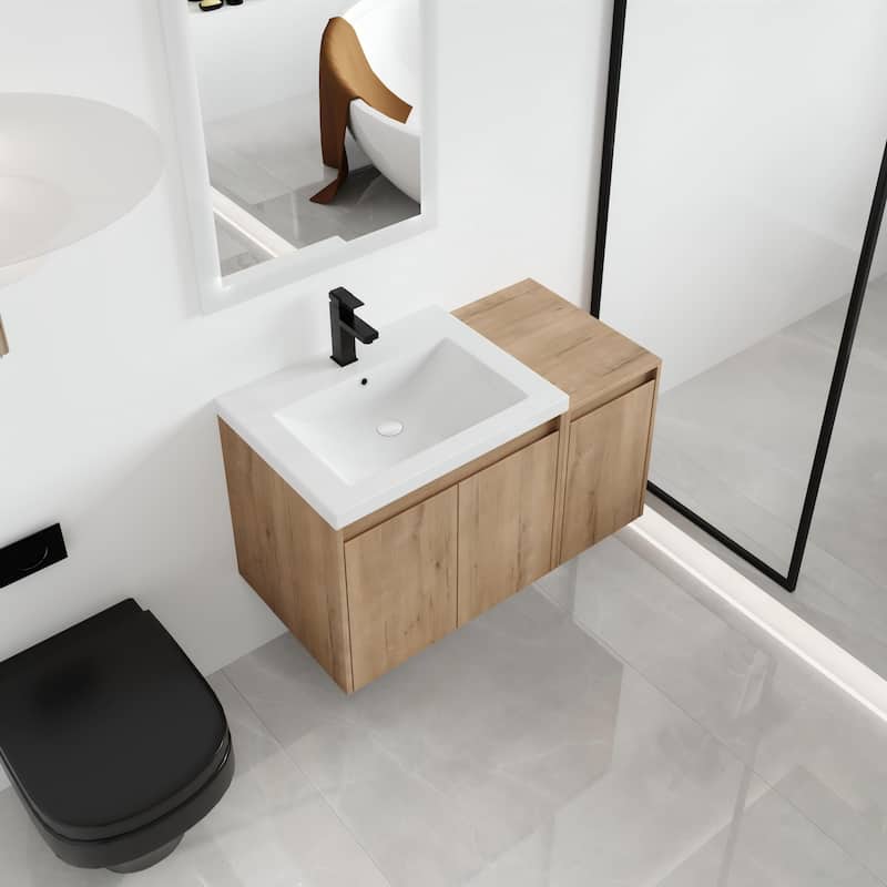 Malwee 36"/48"/60" Floating Bathroom Vanity,Wall Mounted Bathroom Vanity with Sink,Soft Close Door and Adjustable Shelf - 35.4"×18.1"×20.5"