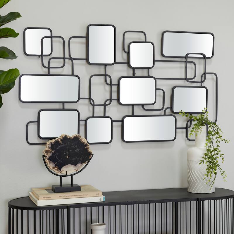 CosmoLiving by Cosmopolitan Artistic Black Metal Geometric Wall Mirror