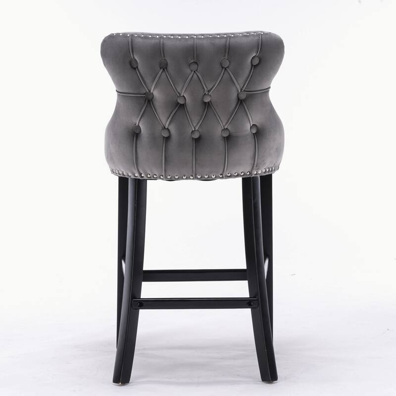 Velvet Upholstered Wing-Back Barstools Set of 4