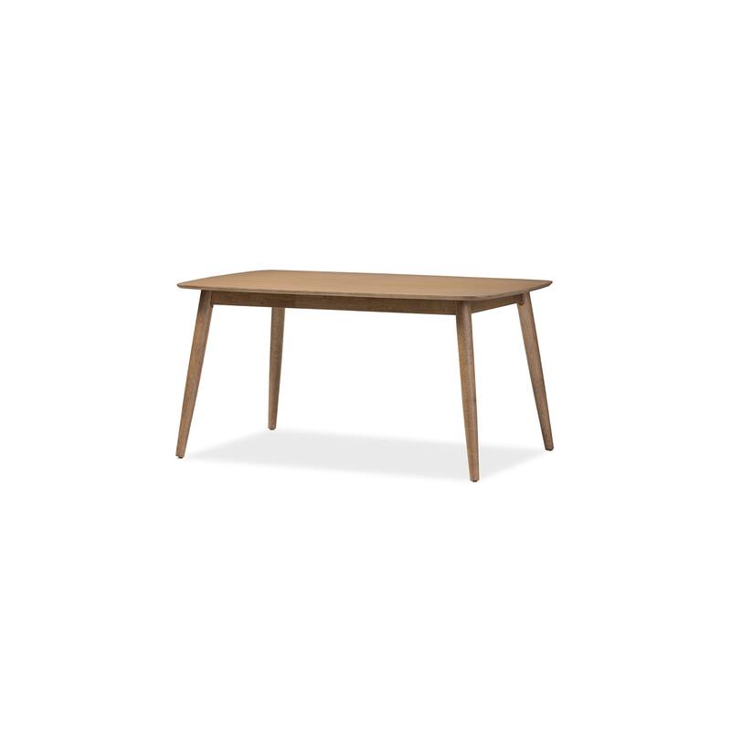 Mid-Century Modern Dining Table - French Oak Finish, 58.5" Wide, Retro Design, Solid Wood Table - 35.1