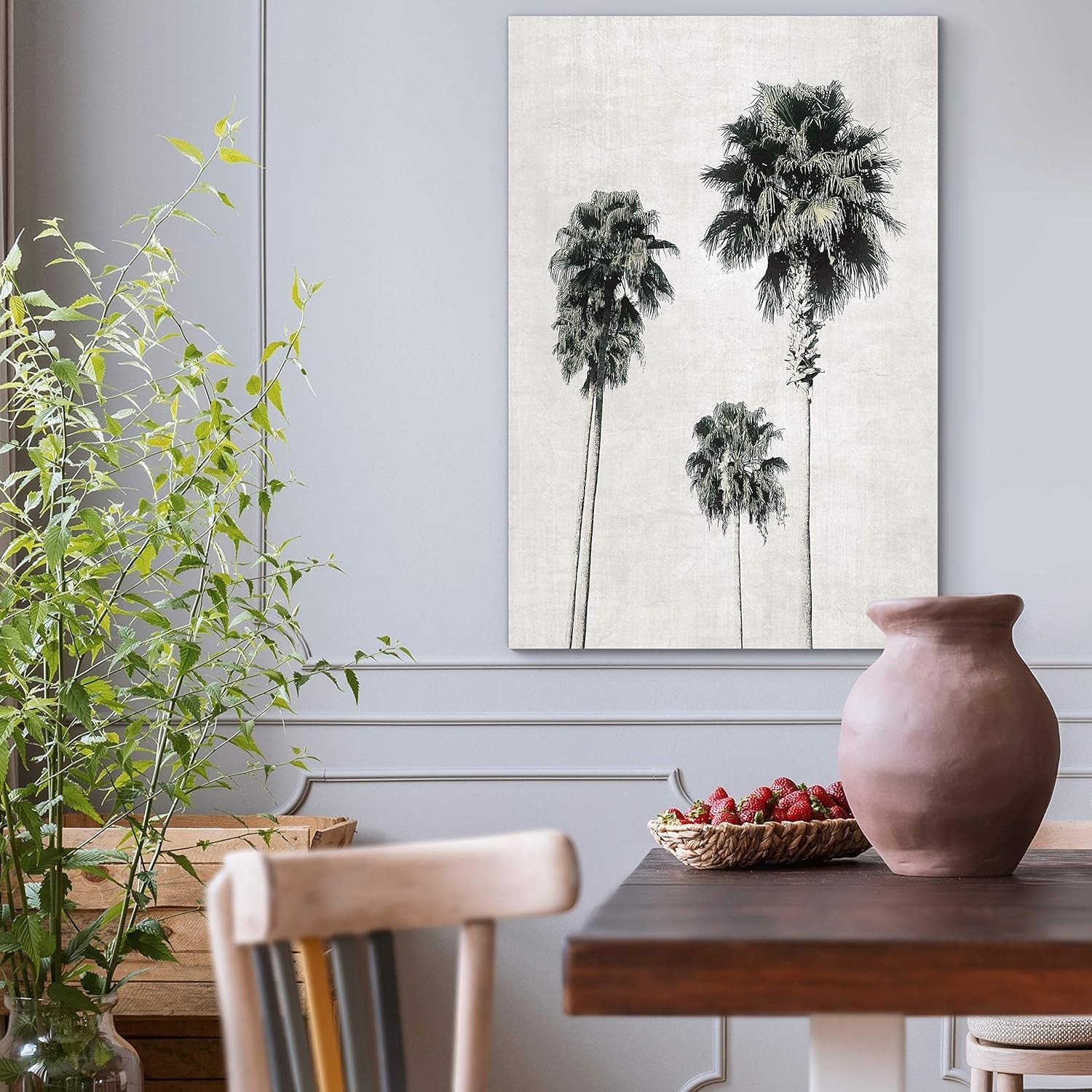 Vintage Palm Trees Sketch Black & White Abstract Wall Hanging