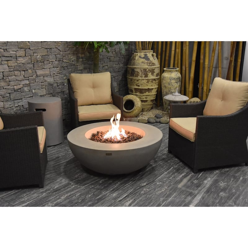 Elementi Lunar Bowl Fire Pit Bundle Outdoor Firepit Set - 42” L x 42” W x 16” H