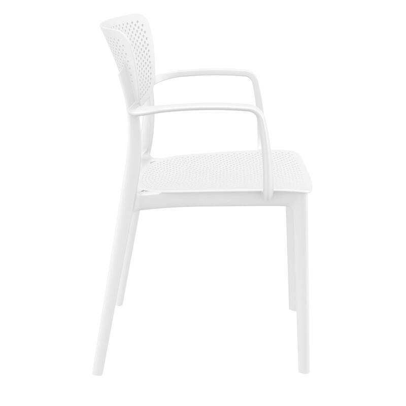 33" White Stackable Solid Patio Dining Arm Chair