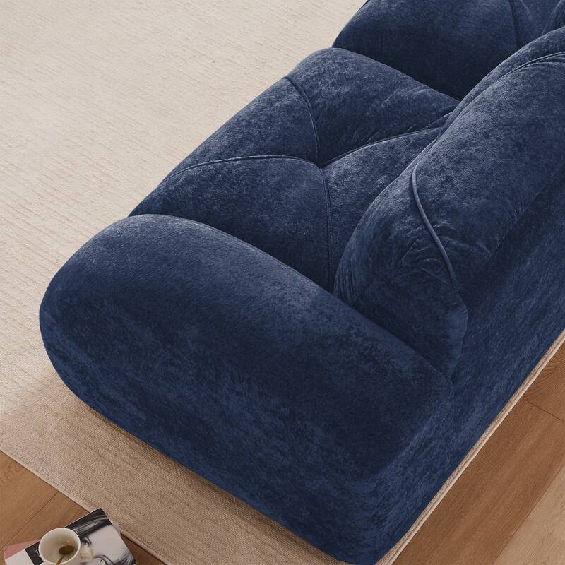 Velvet Tufted Loveseat Sofa Modular Couch, Boneless Deep Seat 2-Seater Couch, Available with/without Ottoman