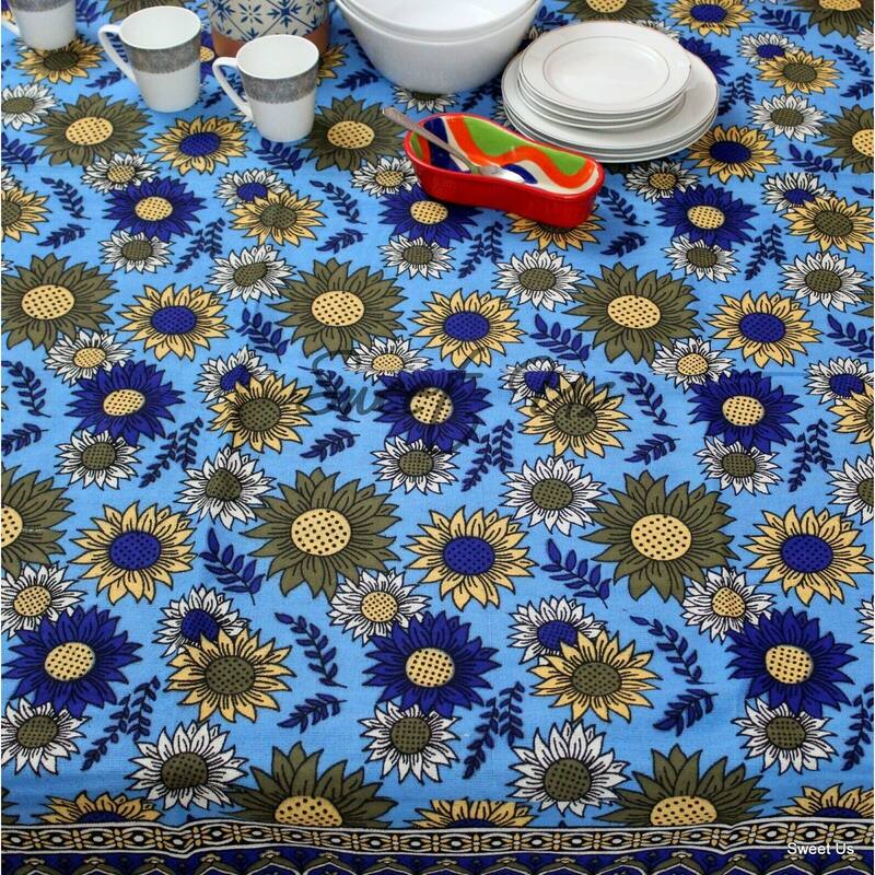 Cotton Sunflower Multi Floral Tablecloth Rectangle