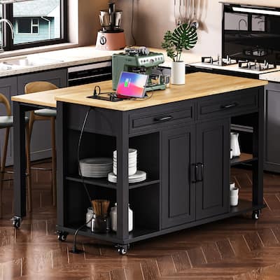 Kitchen Island with Extendable Dining Table Breakfast Table