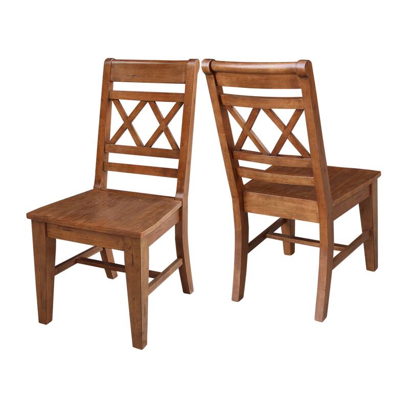Solid Wood Double X-Back Dining Chairs, Set of 2
