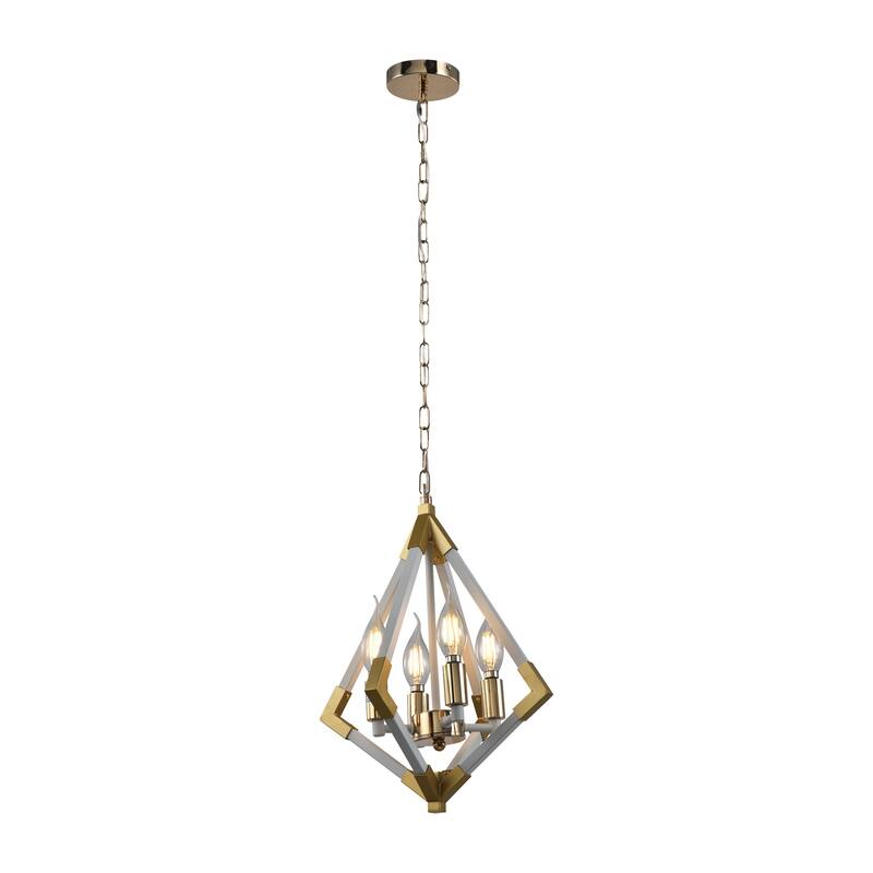 Maxax 4 - Light Lantern Geometric Pendant with Wrought Iron Accents - N/A