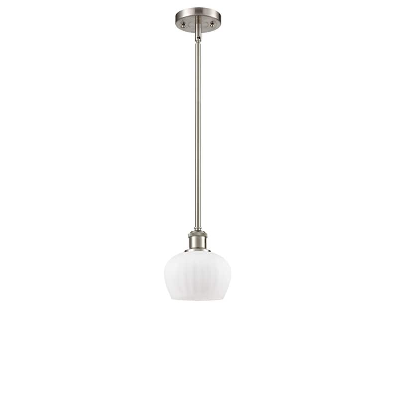Innovations Lighting Fenton 7" Wide Mini Pendant - Brushed Satin Nickel / Matte White