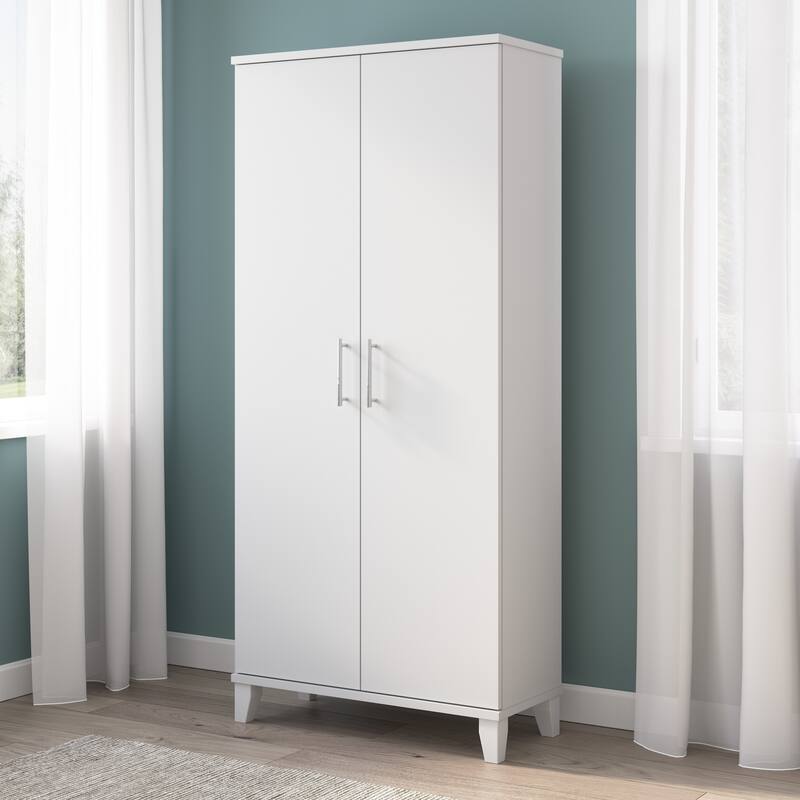 Somerset Tall Storage Cabinet with Doors and Shelves by Bush Furniture - White