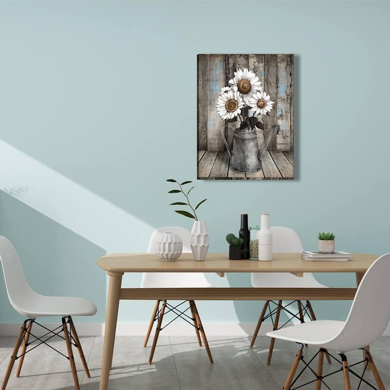 White Sunflower Wall Art Decor