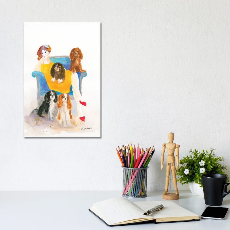iCanvas "Cavalier Lady In Blue Chair" by Connie Collum Canvas Print - 12x8x0.75