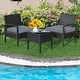 preview thumbnail 3 of 8, Gymax 3PCS Patio Rattan Conversation Furniture Set Outdoor Yard w/ - See Details