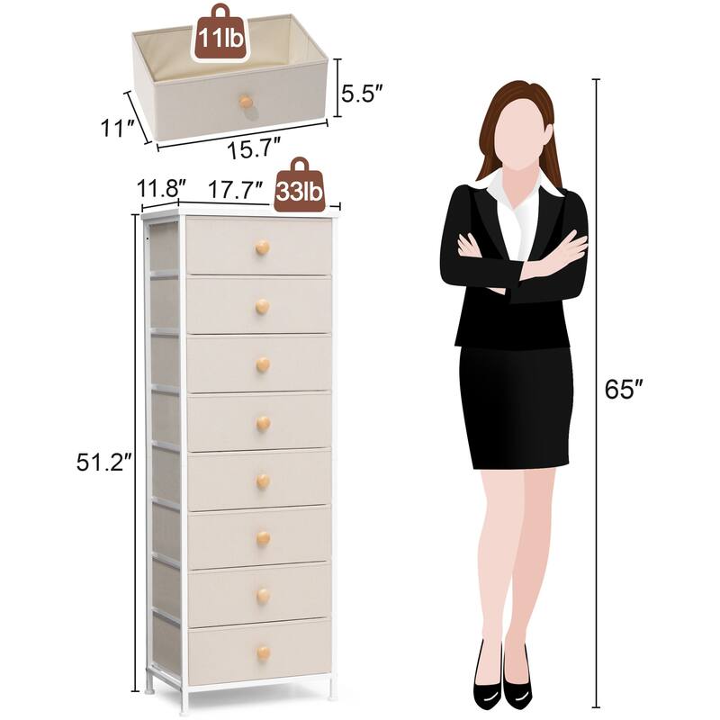 8 Drawers Chest Storage Tower Organizer Unit for Bedroom