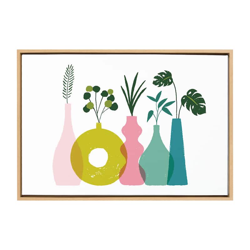Kate and Laurel Sylvie Plant Play Framed Canvas by Duchess Plum