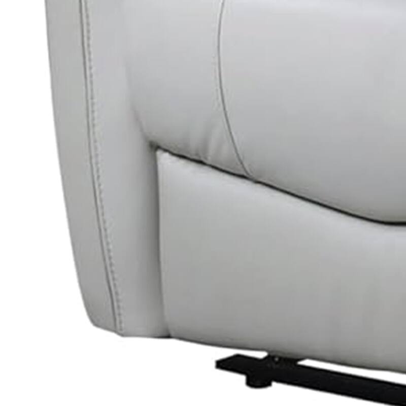 Teren Power Recliner Loveseat, 63 Inch, Gray Grain Leather, Cuphoders