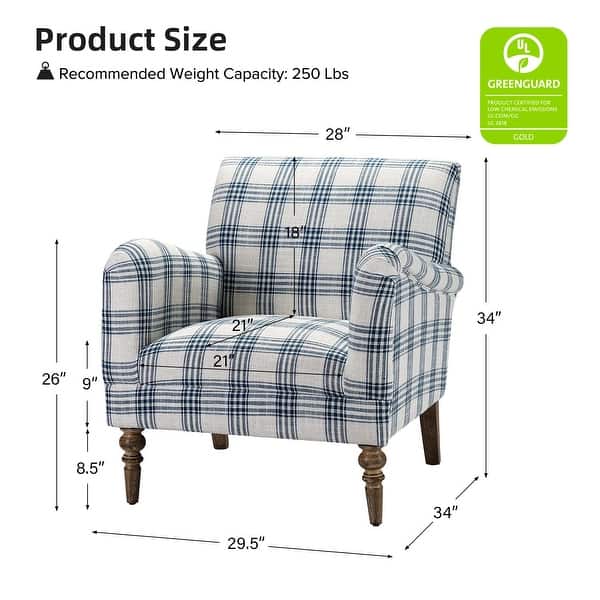 dimension image slide 3 of 6, HULALA HOME Mandan 29.5" Wide Farmhouse Accent Armchair with Solid Wood Legs