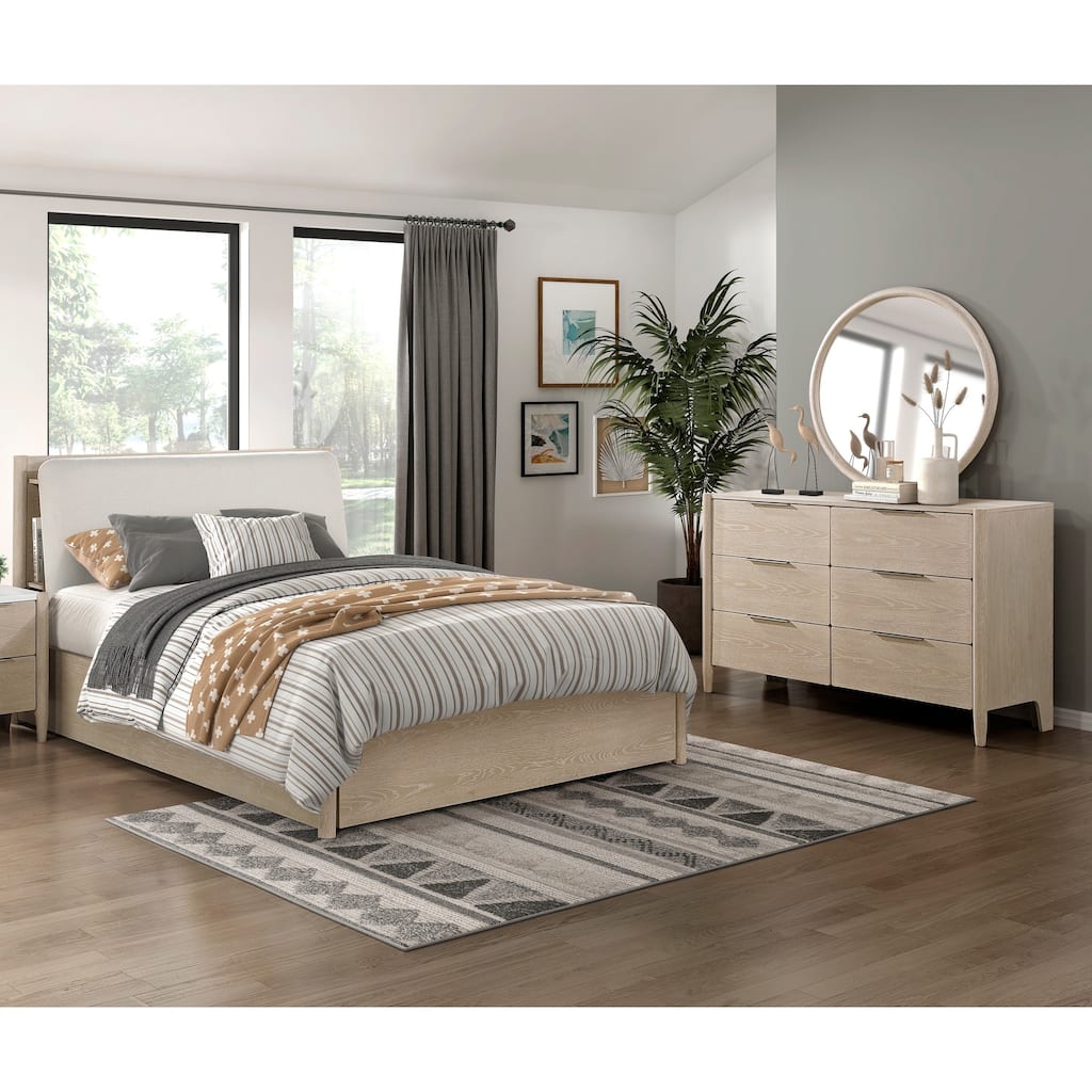 3-Piece Platform Bed Dresser Mirror Bedroom Furniture Set