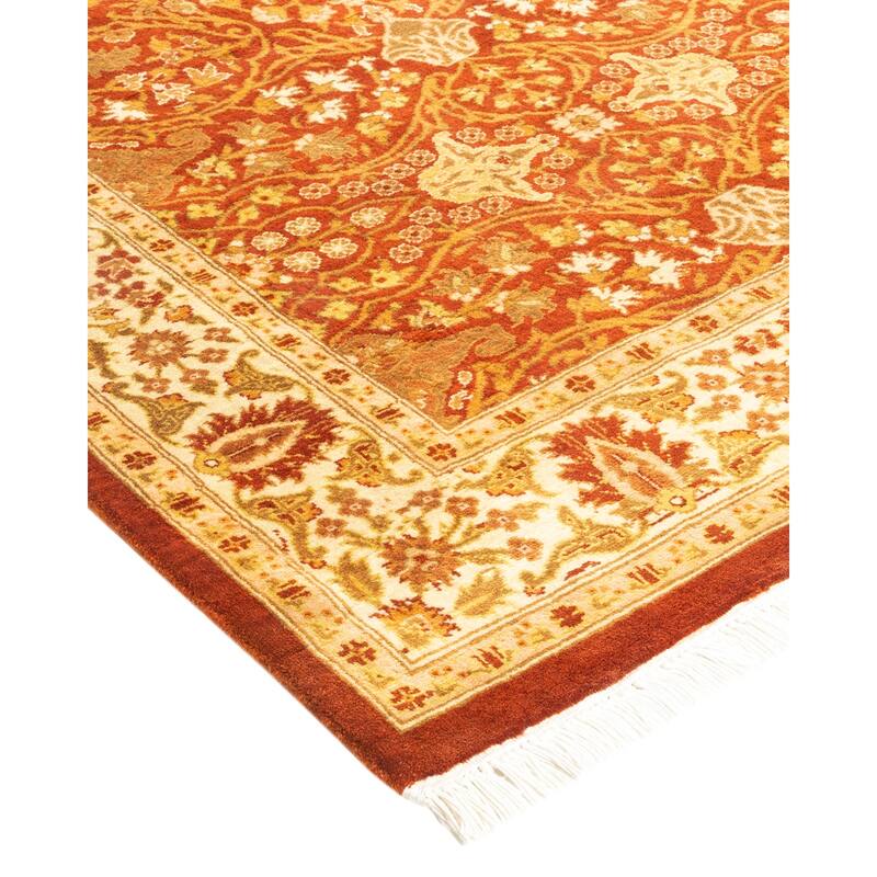 Overton Hand Knotted Wool Vintage Inspired Traditional Mogul Orange Runner Rug - 4 x 6