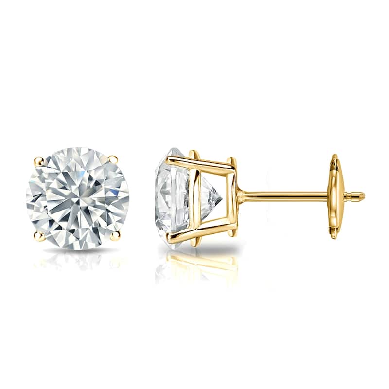 Vault Classic 2.00ct TW Natural Diamond 4-Prong Studs Guardian-Back (I VS2) - Yellow