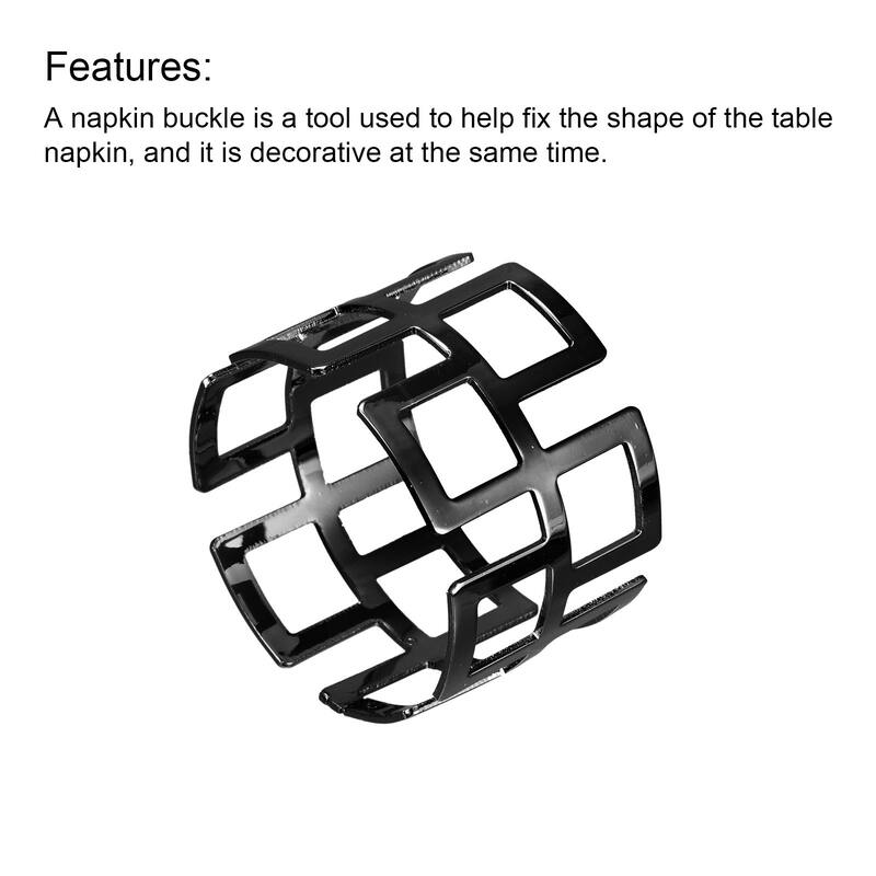 Metal Napkin Rings, 4pcs Hollow Cut Napkin Ring Holder Set, Black - 43mm