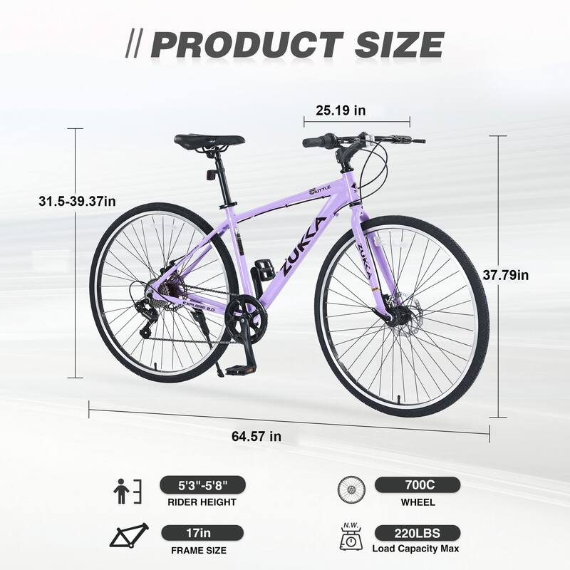 Shimano 7 Speed Double Disc Brakes 700C Road Bike,Purple