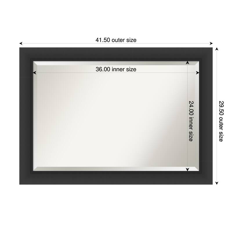Sloped Beveled Framed Bathroom Vanity Wall Mirror - 42 x 30 in - Sloped Black