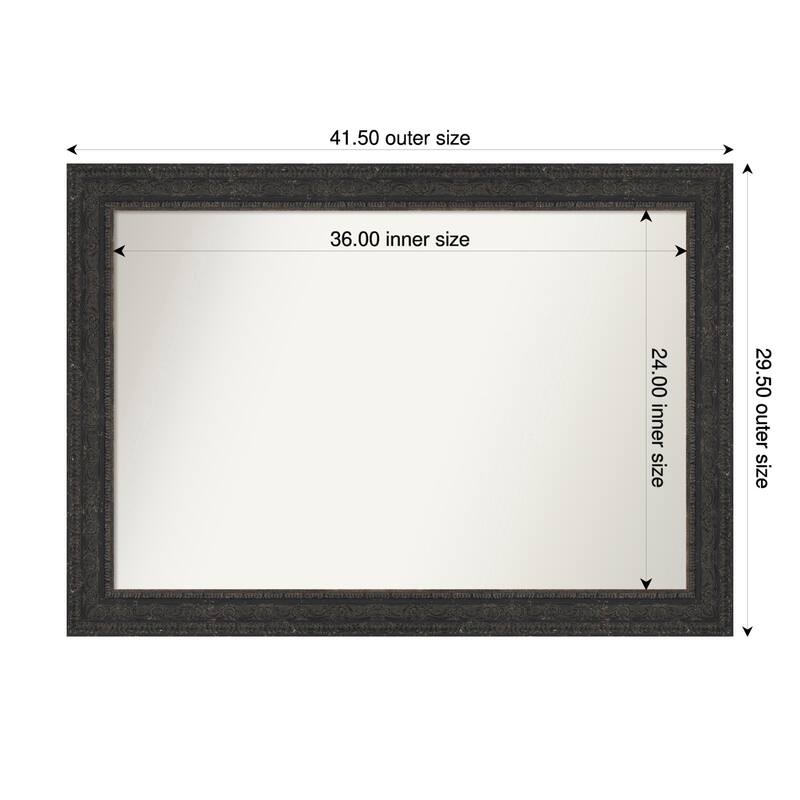 Attic Aged Non-Beveled Wood Framed Wall Mirror - 42 x 30 in - Attic Aged Black