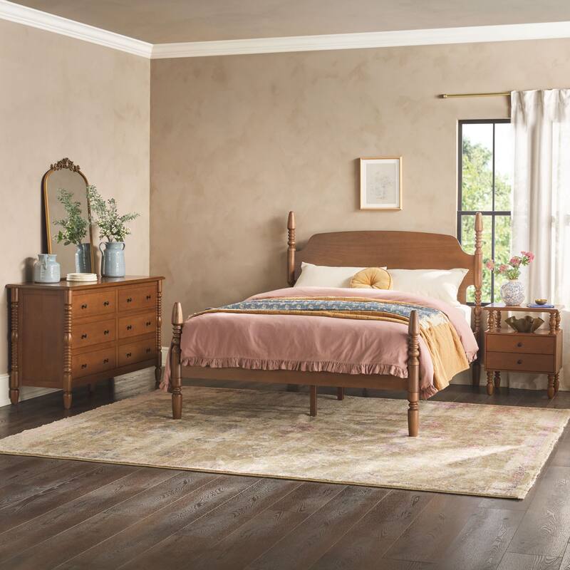 Walker Edison Queen Bed with Dresser and 2-Drawer Nightstand Bedroom Set