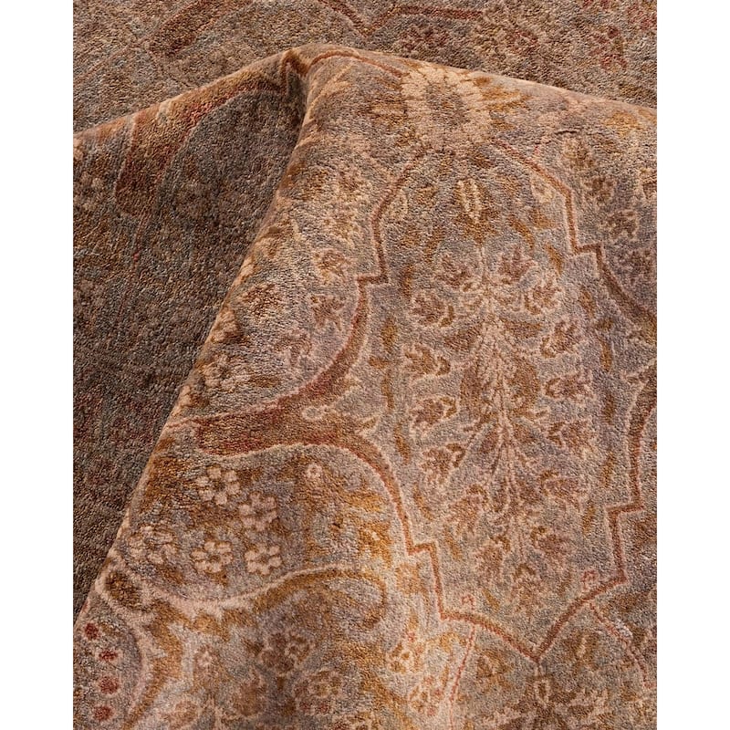 Overton Handknotted Wool Vintage Inspired Contemporary Overdyed Beige Area Rug - 15' 8" x 9' 3"