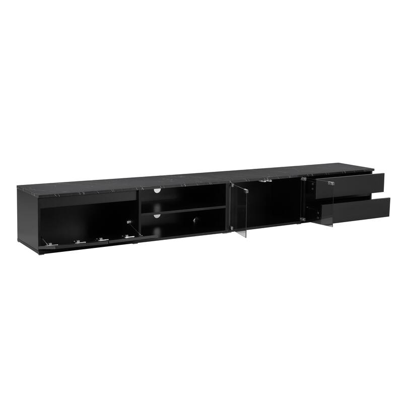 Luxurious LED TV Console for 105" TVs - Faux Marble Tabletop, App-Controlled Lighting & Ample Storage