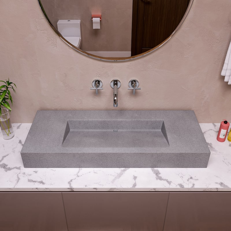 ALFI brand ABCO48R 48" Solid Concrete Rectangular Countertop Sink