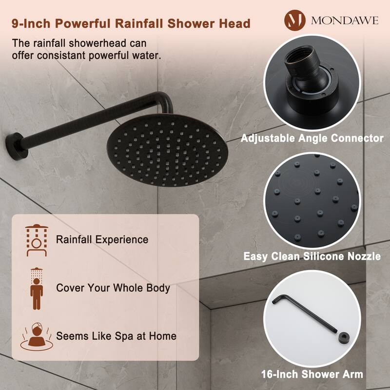 Retro Series 9 in. Rain Wall Mount Dual Shower Heads with 1.8 GPM