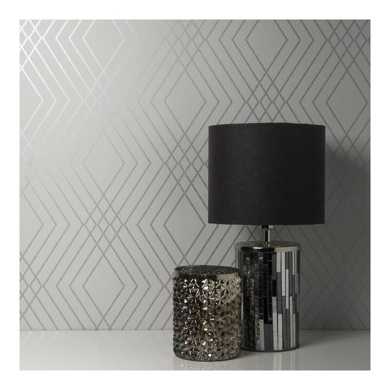 Fine Decor Shard Silver Trellis Wallpaper - 20.5 x 396 x 0.025