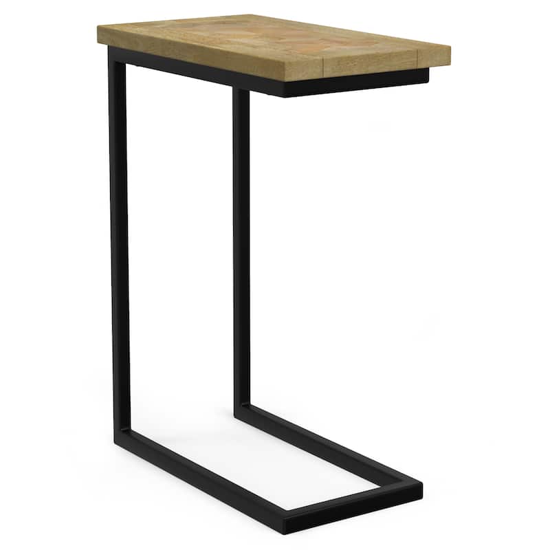 Simpli Home Skyler MANGO WOOD & Metal 18" Wide Industrial C Side Table in Natural, Fully Assembled - 18 inch Wide 
