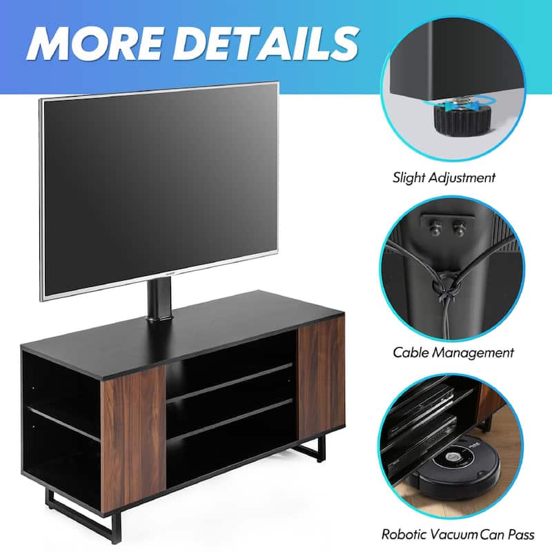 FITUEYES Brown Mid Century Modern TV Stand for 32 to 70 Inch TVS - 70INCH