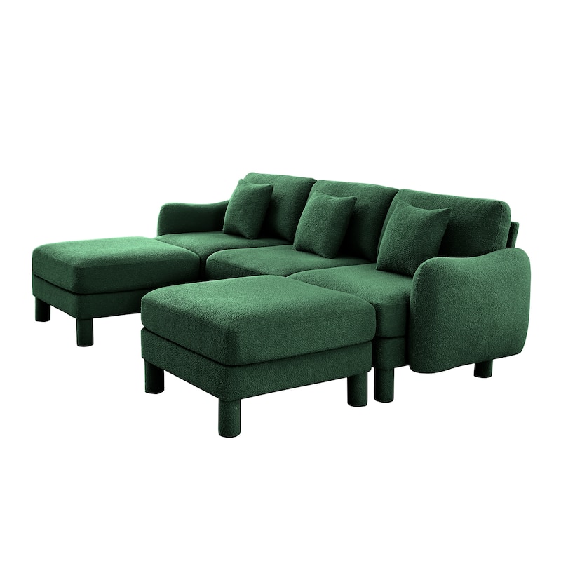 GDFStudio - Boucle U-Shaped 3-Seater 109.4" Sectional Sofa with 2 Movable Ottomans