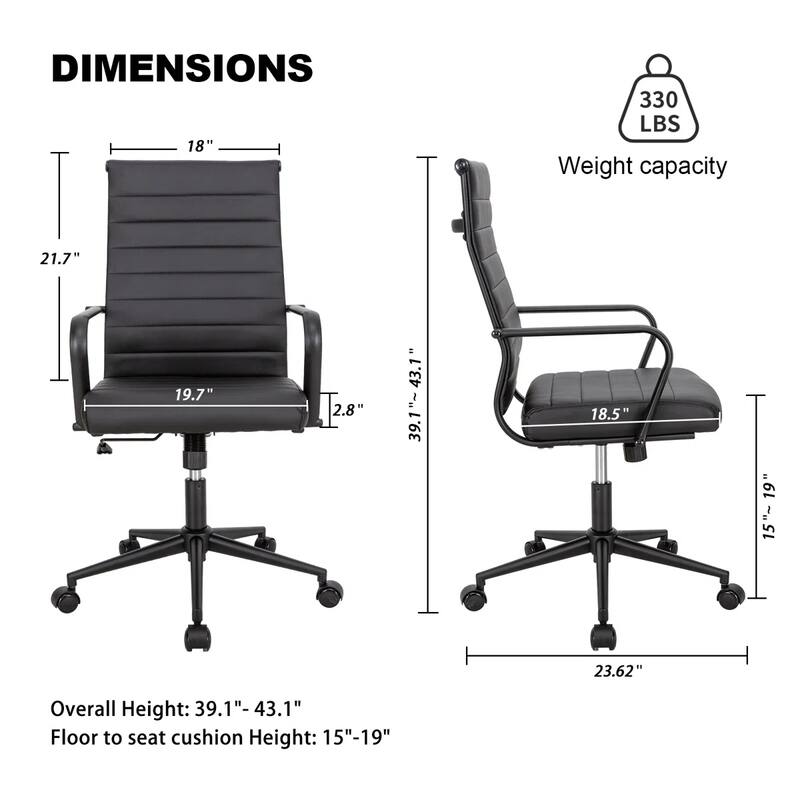 Ergonomic Office Chair Full-Grain Leather with Lumbar Support