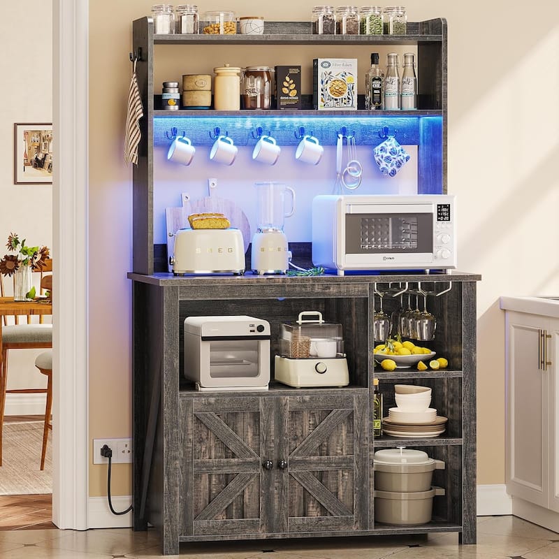 Baker's Rack Coffee Bar Cabinet Microwave Stand Kitchen Cabinet