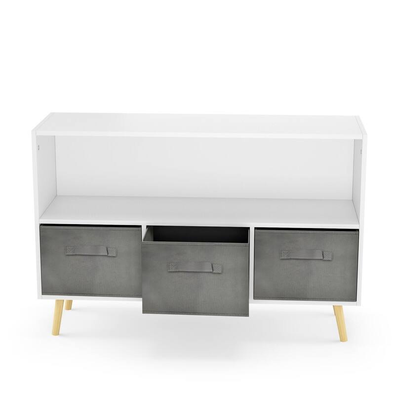 Toy Storage Cabinet,Kids bookcase with Collapsible Fabric Drawers