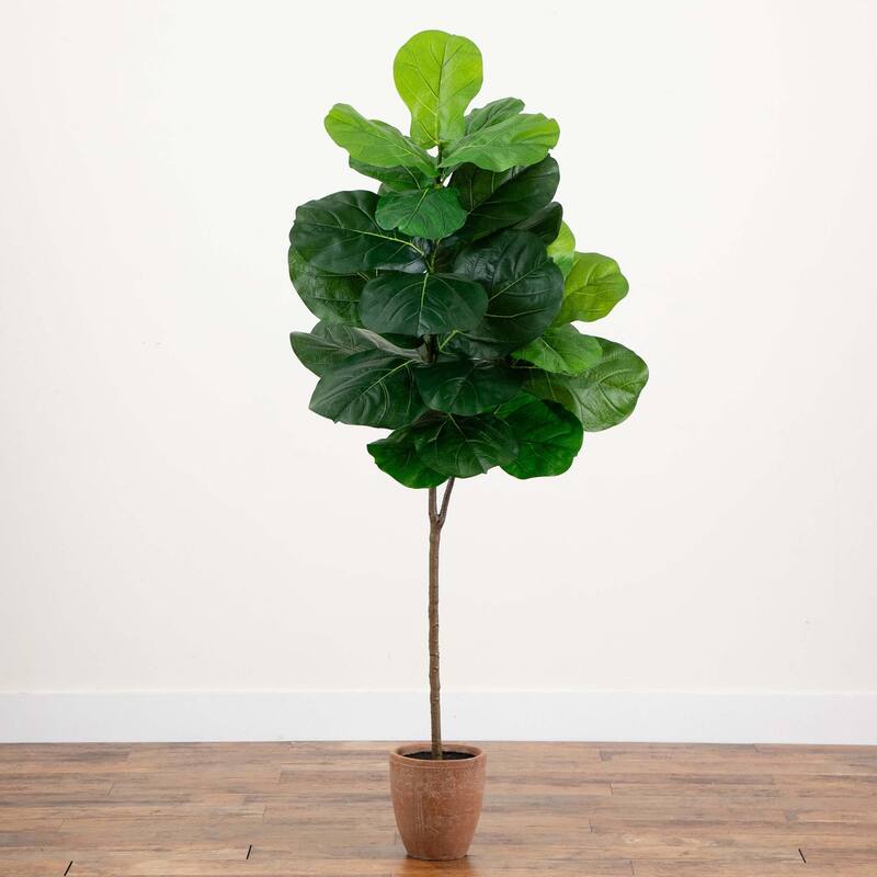 Potted Fiddle Leaf Fig Artificial Tree - 6' - Green