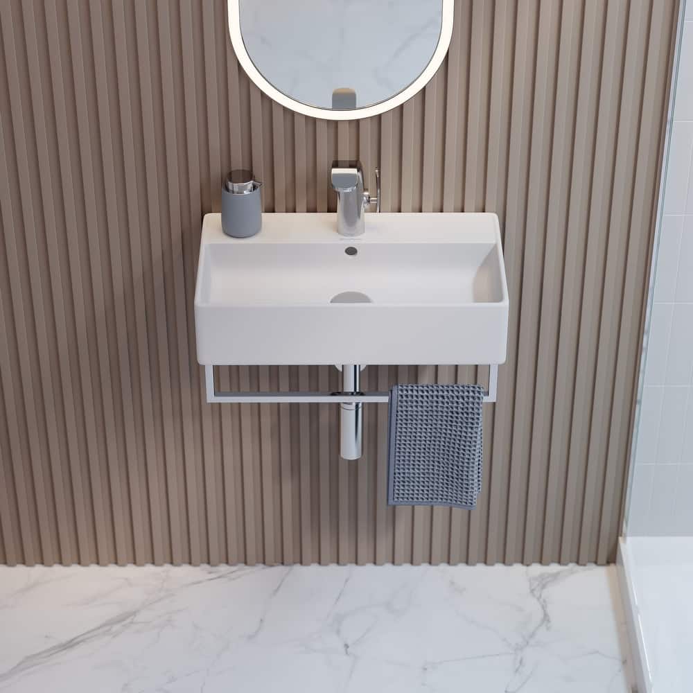 Claire 22" Wall-Mount Bathroom Sink with Towel Bar