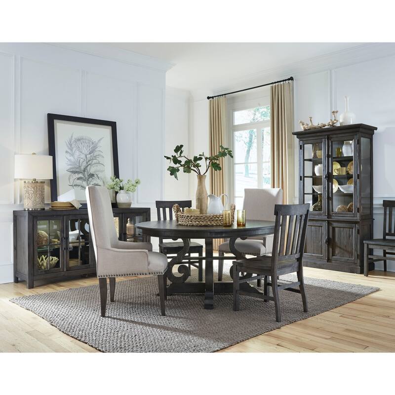 Magnussen Home Bellamy Peppercorn Buffet Curio - 66''W x 19''D x 34.5''H