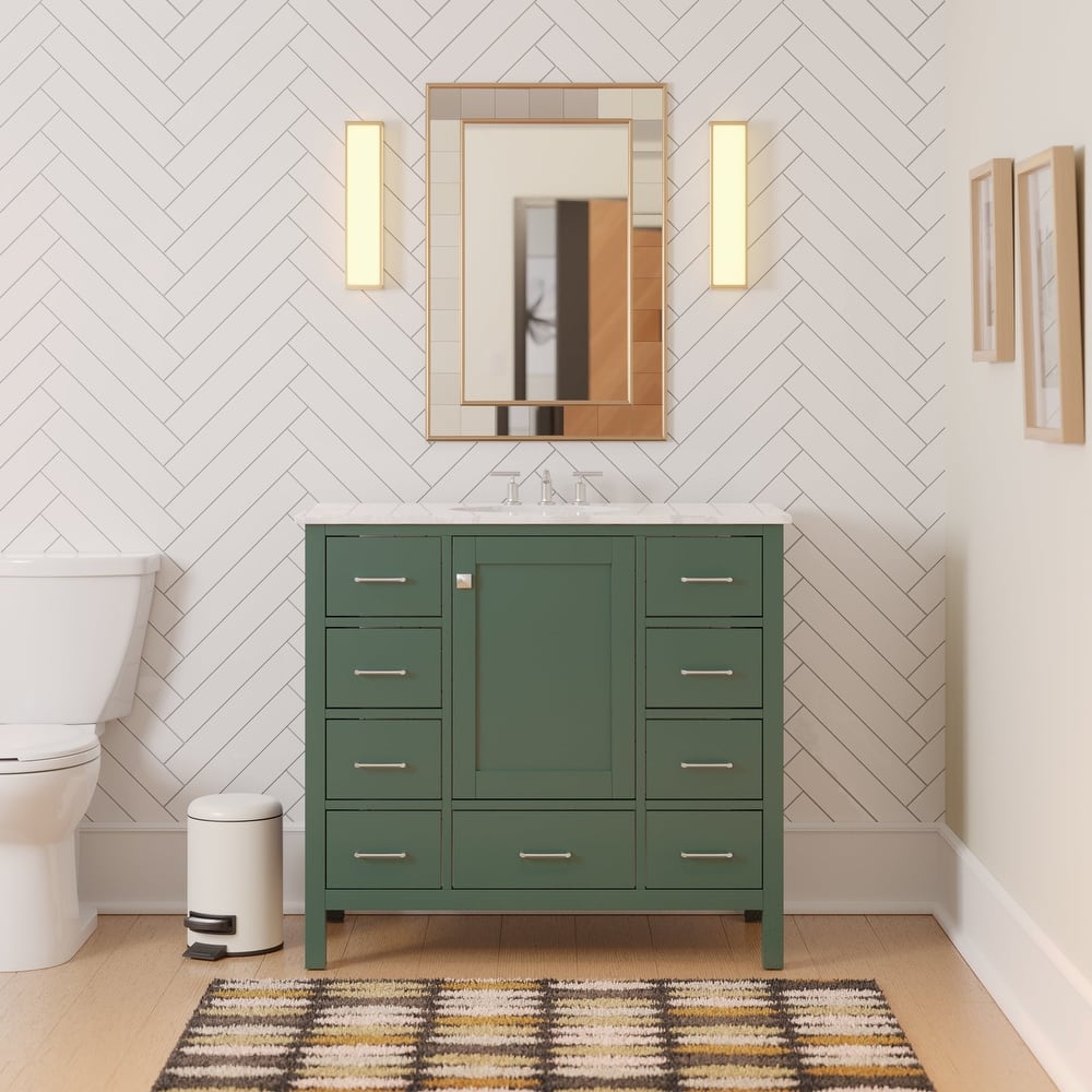 KitchenBathCollection Horizon 42" Bathroom Vanity with Engineered Carrara Top