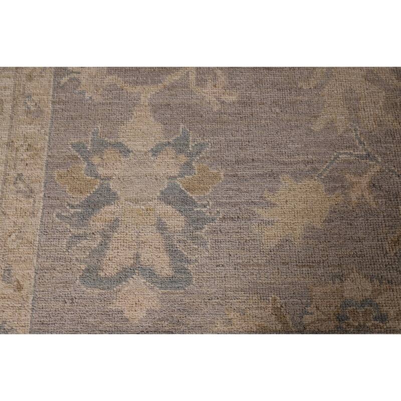 Vegetable Dye Gray Oushak Turkish Area Rug Hand-Knotted Wool Carpet - 9'4" x 12'4"