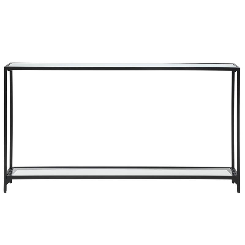 Copper Grove Metal and Tempered Glass Narrow Console Table - Satin Black