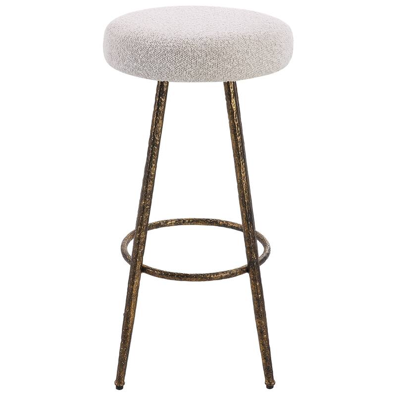 Round Top Counter Stool with Tapered Legs - 26" - Gold and White