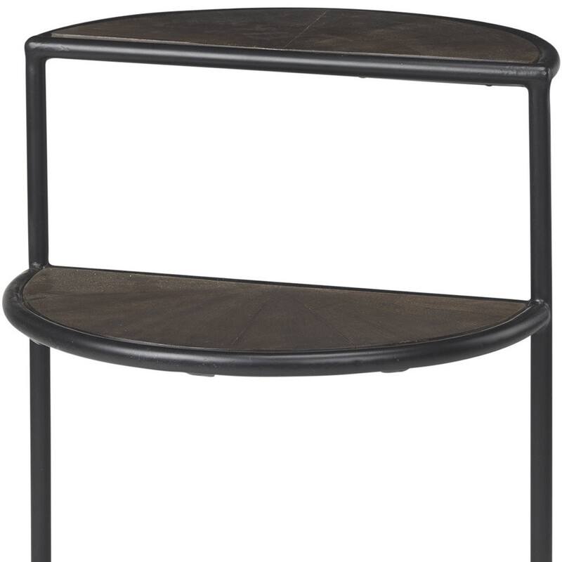 HomeRoots 19" Espresso and Black Solid Wood and Metal Tray Table - 18.75 in. x 24.41 in. x 18.75 in.