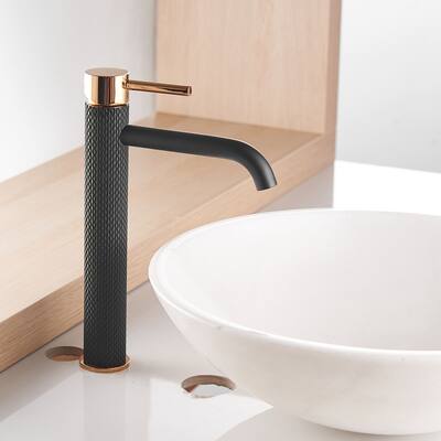 Single Handle Brass Bathroom Sink Faucet in Black and Gold - 11.4-in H x 2-in W
